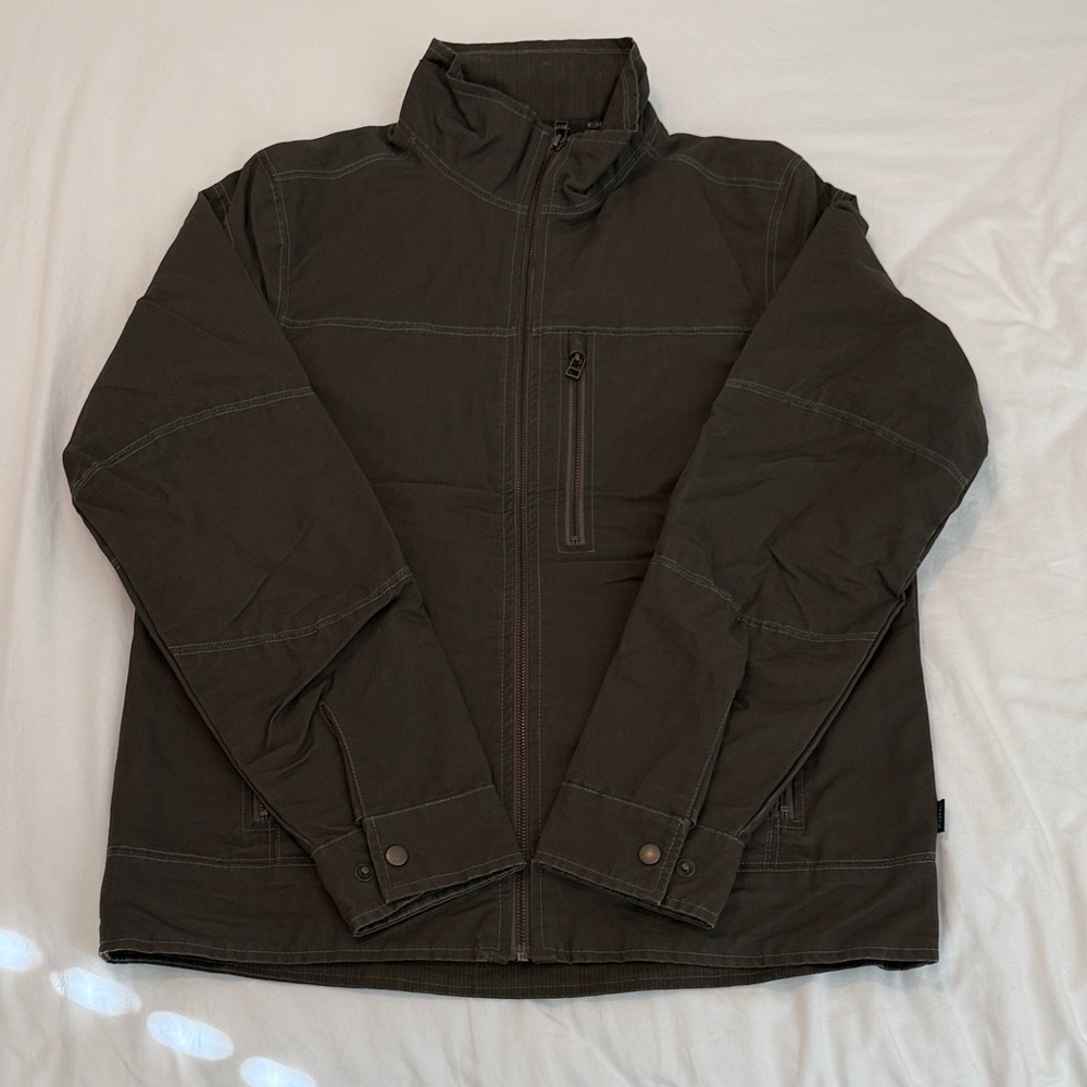 Kuhl Men's Fleece Lined Gray/Green Burr Jacket Size Medium